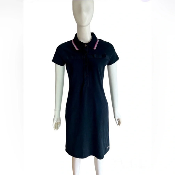 Paul Smith Pink Black Knee Length Polo shirt dress With Pockets Size Small